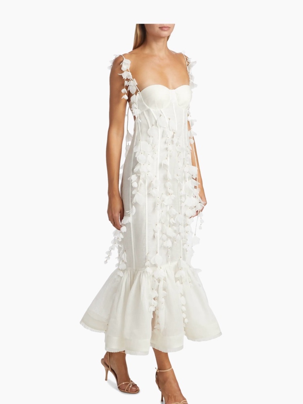$2100 Zimmermann
Petal Appliqué Linen-Silk Corset Gown size 0/us 4